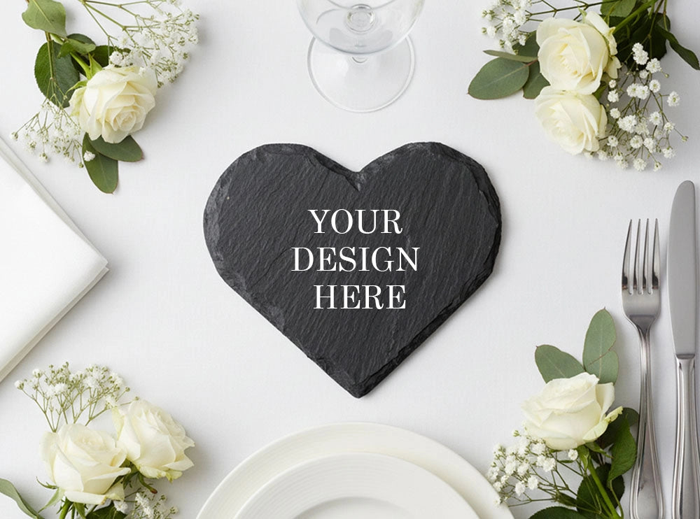 Personalised Welsh Slate Heart Coaster