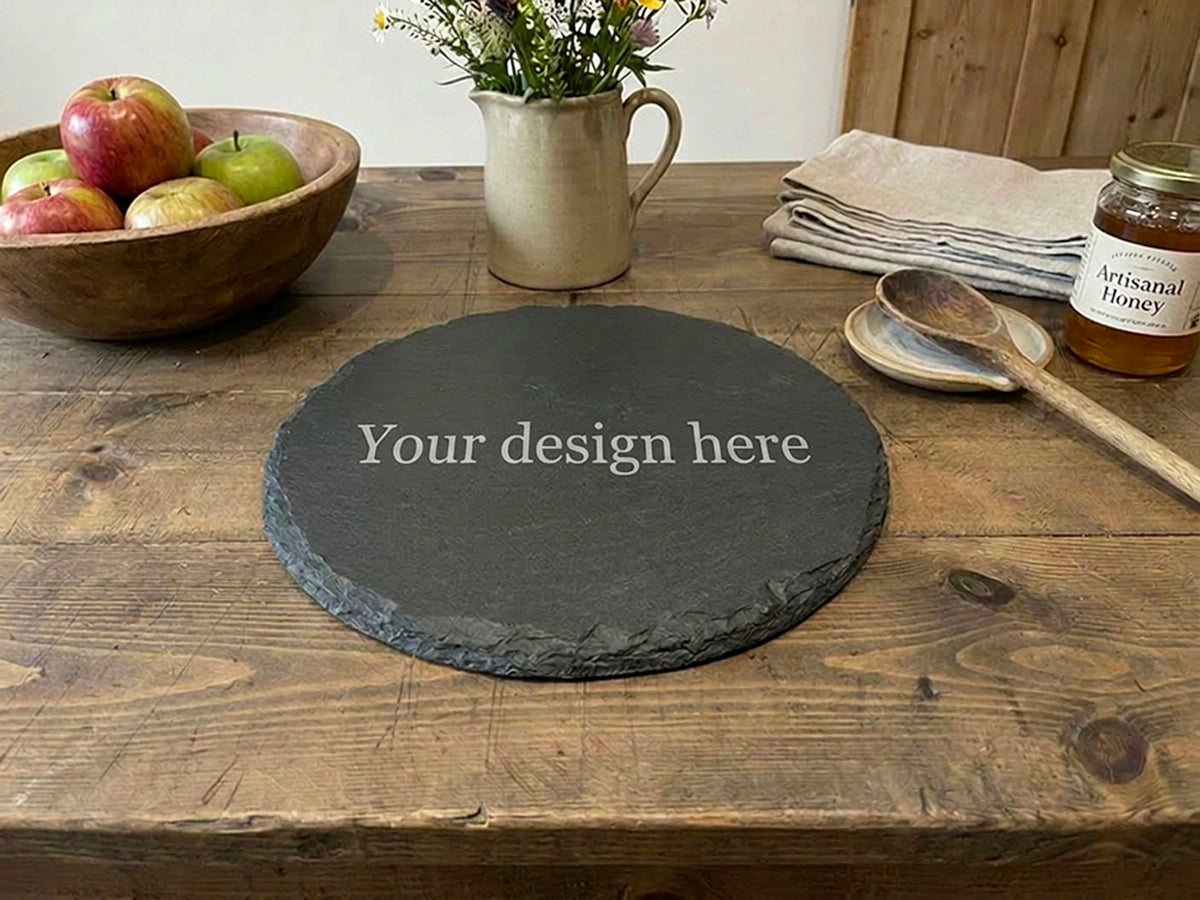 Personalised Welsh Slate round placemat  / cheese board