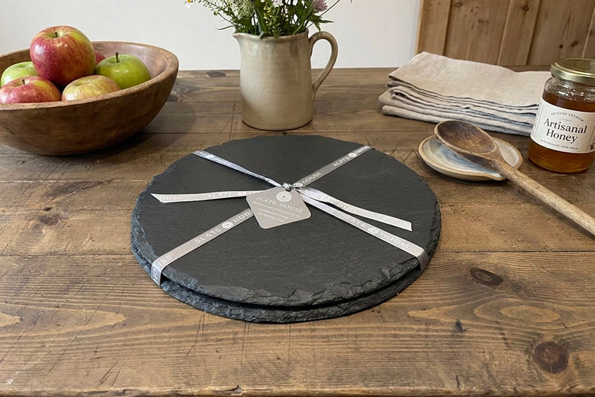 2 x Round Welsh Slate Placemats