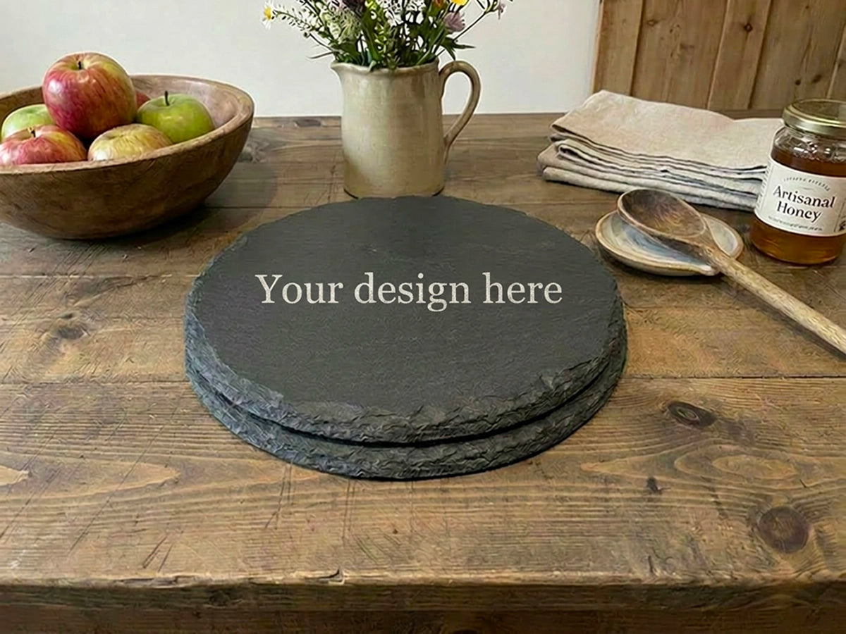 Personalised Welsh Slate round placemat - Set of 2