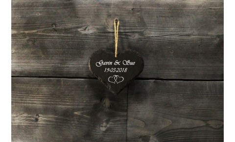 Personalised Welsh  slate heart - Medium
