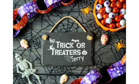 No Trick or Treaters Sorry Hanging Sign