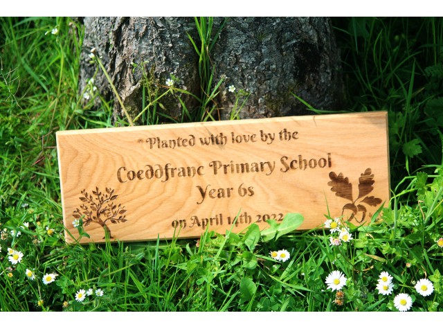 flat wooden memorial size 150mm by 300mm