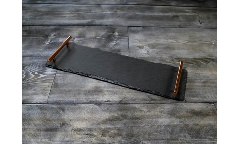Medium Welsh Slate Tray - With Copper Handles