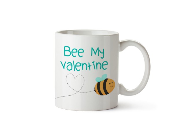 white ceramic st valentines mug with love is brewing design