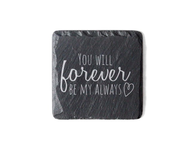 Welsh slate square coaster with valentines desgin all of me loves of you