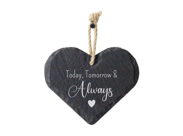 Welsh slate square coaster with st valentines day design forever my always
