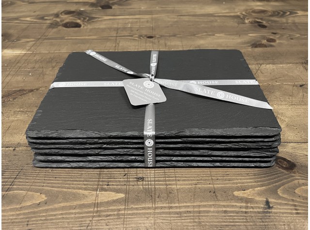 handcrafted Welsh slate rectangle slate placemat set of 2